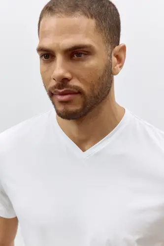 Slim Fit V-Neck T-Shirt-White - H&M (1)