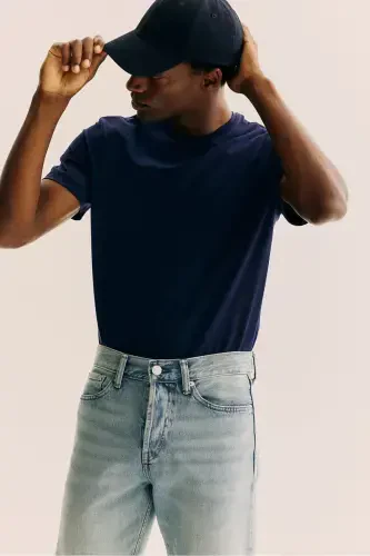 Slim Fit V Yakalı Tişört-Lacivert - H&M (1)