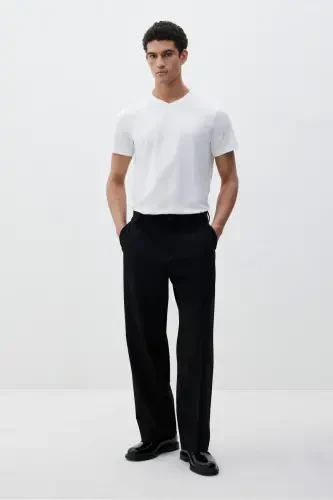 Slim Fit V Yoqali футболka - Oq - H&M (1)