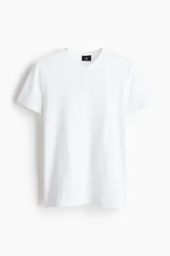 Slim Fit V Yoqali футболka - Oq - 4