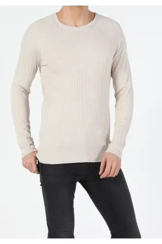 Slim Fit Velosiped Yoqa Erkaklar Bej Ko'ylagi - 3