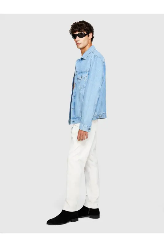 Slim Fit Vintage Efekt Chino Pantolon Erkek Krem Pantolon - 323A4DM6SF02Y-Beyaz - 4