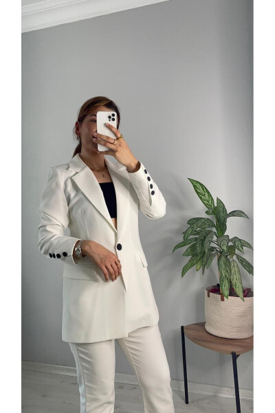 Slim Fit White Blazer Jacket - 3