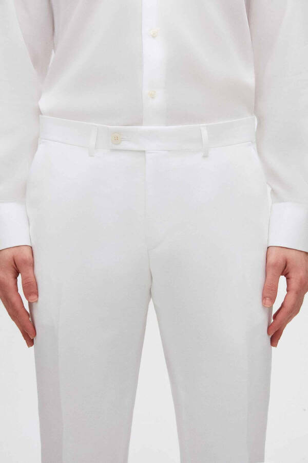 Slim Fit White Plain Linen-tencel™ Groom & Tuxedo Suit - 40