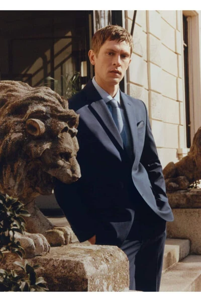 Slim Fit Wool American Suit - 8