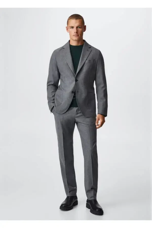 Slim Fit Wool Blazer Jacket - 2