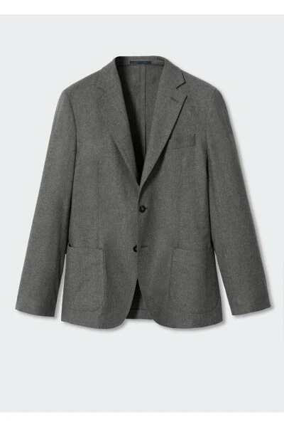 Slim Fit Wool Blazer Jacket - 3
