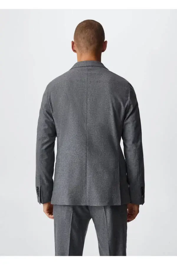 Slim Fit Wool Blazer Jacket - 4