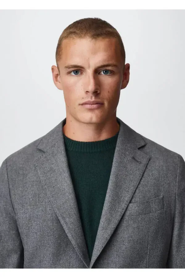 Slim Fit Wool Blazer Jacket - 5