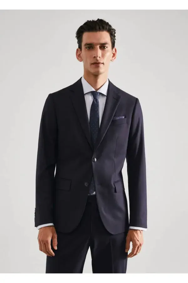 Slim-Fit Wool Blazer Jacket - 1