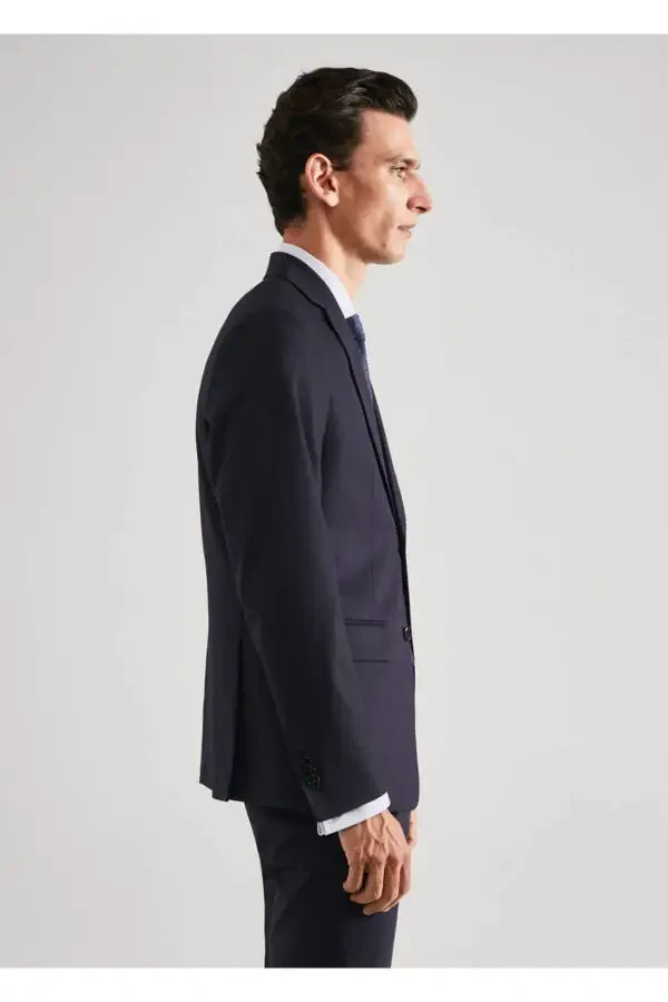 Slim-Fit Wool Blazer Jacket - 5