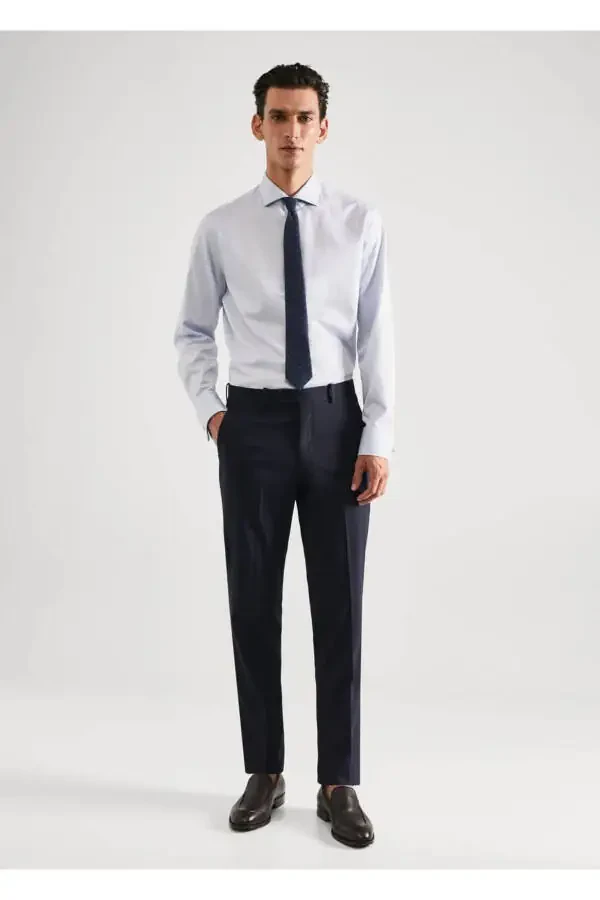 Slim-Fit Wool Fabric Pants - 7