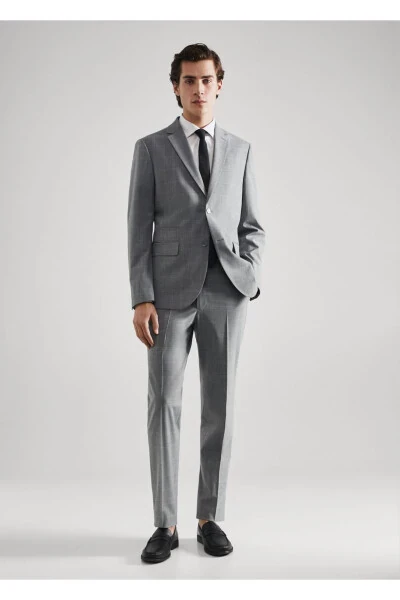 Slim Fit Wool Plaid Suit - 10