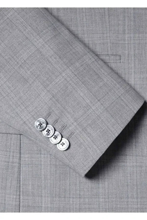 Slim Fit Wool Plaid Suit - 14