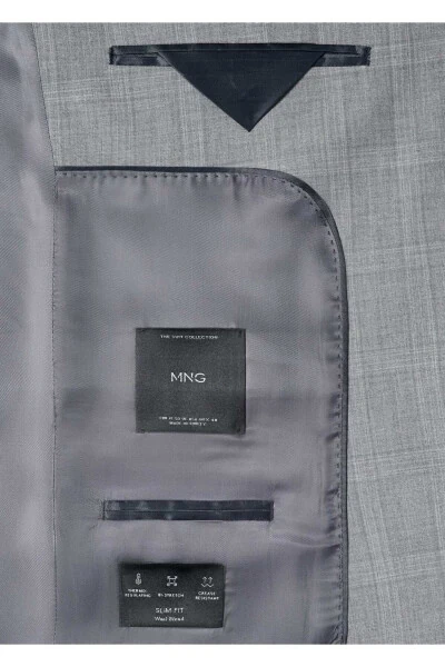 Slim Fit Wool Plaid Suit - 16