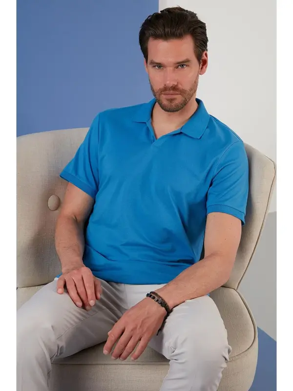 Slim Fit Хлопковая Футболка-поло 5902141-Mavi - 2