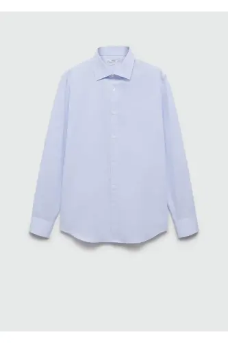 Slim Fit хлопковая поплиновая рубашка-голубой - 3
