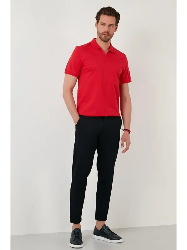 Slim Fit Хлопковая Рубашка Поло 5902141-Kirmizi - 4