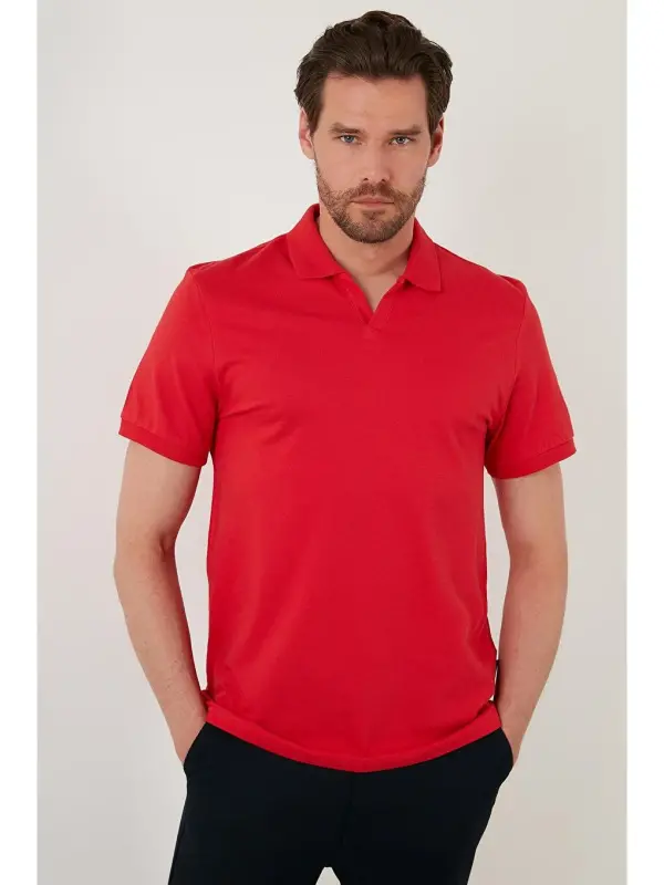 Slim Fit Хлопковая Рубашка Поло 5902141-Kirmizi - 6