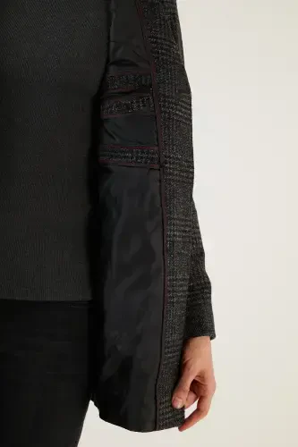 Slim Fit Yakasi Yolg'oz Qopqonli Tugmachali Kashmir Palto - 7