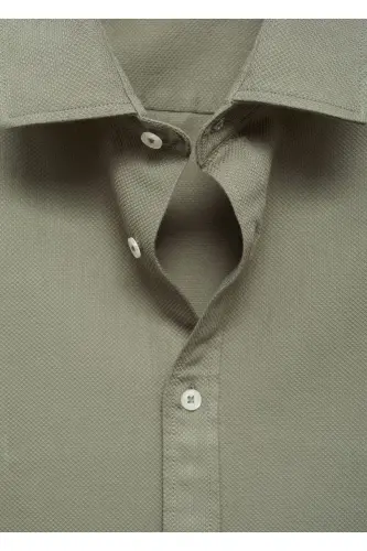 Slim fit yapılı pamuklu gömlek - Haki Renk - MANGO MAN (1)