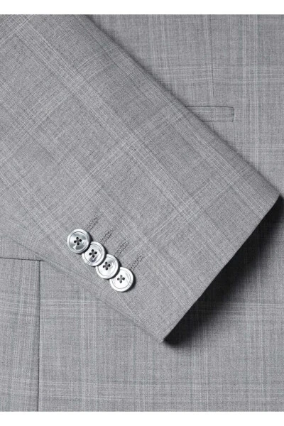 Slim Fit Yün Kareli Amerikan Blazer - 14