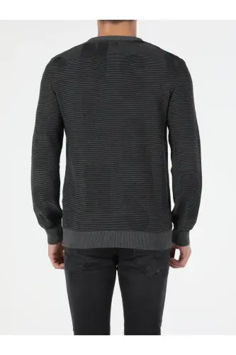 Slim Fit Yuvarlak Yaka Erkek Antrasit Kazak-q1.v1_ANT - 2