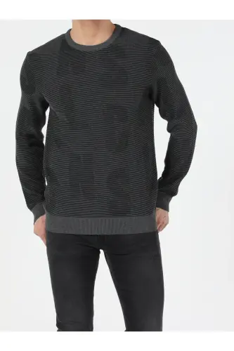 Slim Fit Yuvarlak Yaka Erkek Antrasit Kazak-q1.v1_ANT - 3