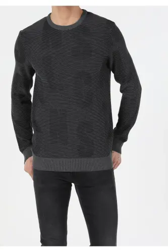 Slim Fit Yuvarlak Yaka Erkek Antrasit Kazak - q1.v1_ANT - 3