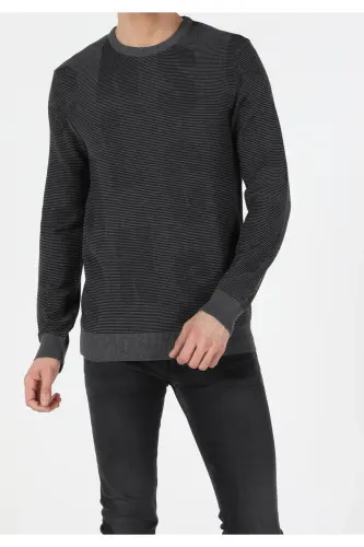 Slim Fit Yuvarlak Yaka Erkek Antrasit Kazak - q1.v1_ANT 