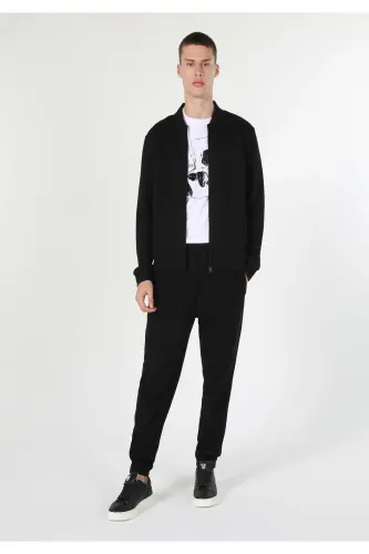 Slim Fit Zipper Black Men's Jacket - 1
