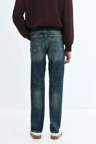 Slim Jeans-Koyu kot mavisi - 4