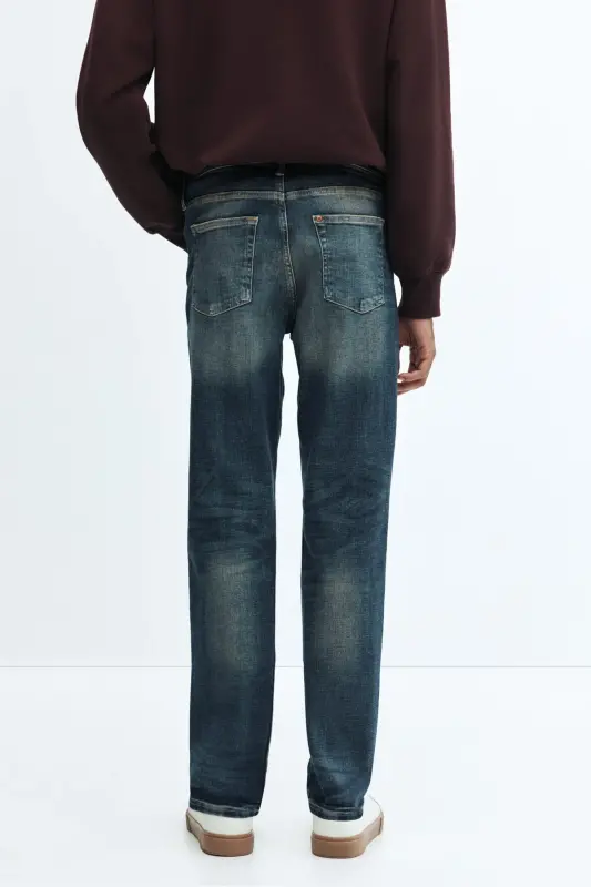 Slim Jeans-Koyu kot mavisi - 4