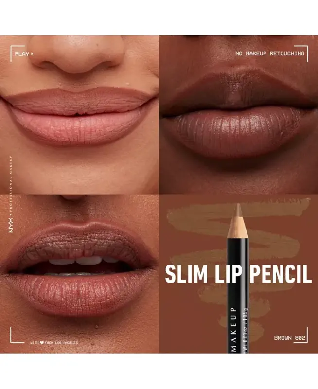 Slim Lip Pencil Creamy Long-Lasting Lip Liner-Brown - 4