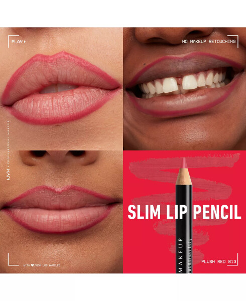 Slim Lip Pencil Creamy Long-Lasting Lip Liner Cherry Red - 4