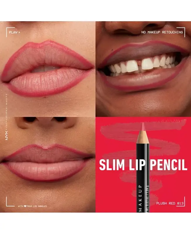 Slim Lip Pencil Creamy Long-Lasting Lip Liner-Cherry Red - 4