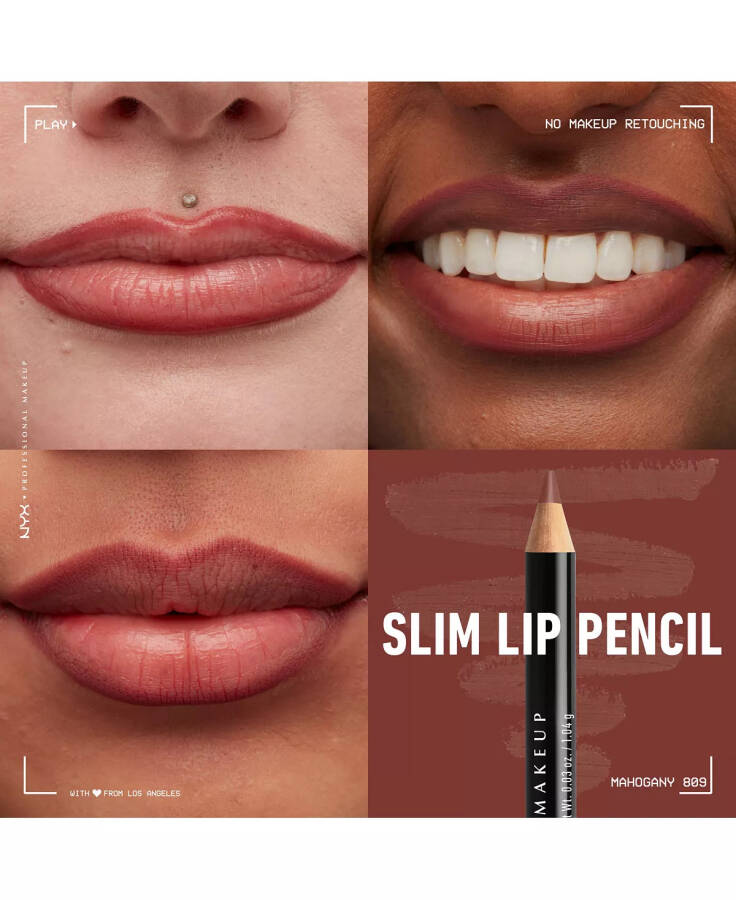 Slim Lip Pencil Creamy Long-Lasting Lip Liner Mahogany - 4