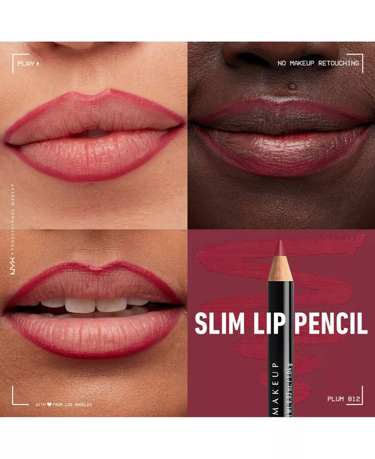 Slim Lip Pencil Creamy Long-Lasting Lip Liner Plump Plum - 4