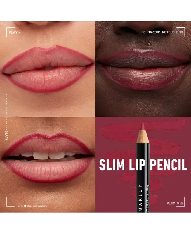 Slim Lip Pencil Creamy Long-Lasting Lip Liner-Plump Plum - 4