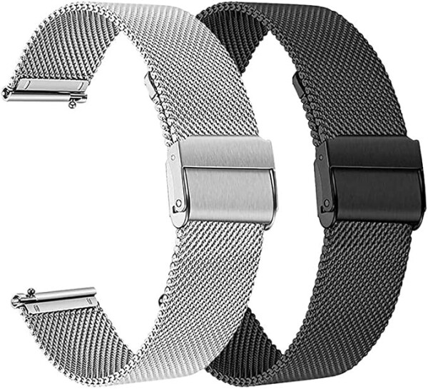 Slim Mesh Stainless Steel Quick Release Compatible with TOOBUR IDW17/TOZO S5 S2 Smartwatch, Replacement Wristband Sports Straps Bracelet Adjustable Watch Band Women Men Strap with Quick Release Pins - 1