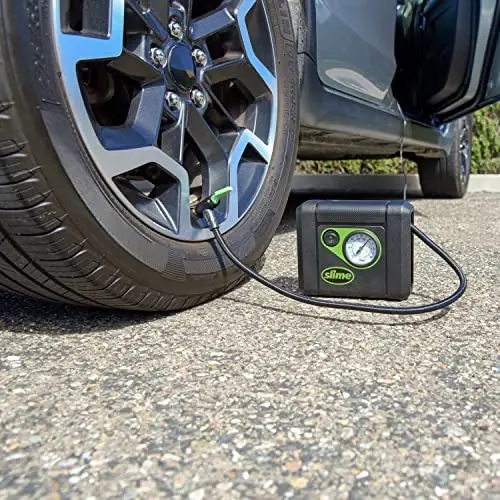 Slime 40060 Tire Inflator, Compact, Portable Car Air Compressor, Analog, Quick Connect Air Hose, Flat Tire Puncture Repair, 12V, 10 min inflation - 6