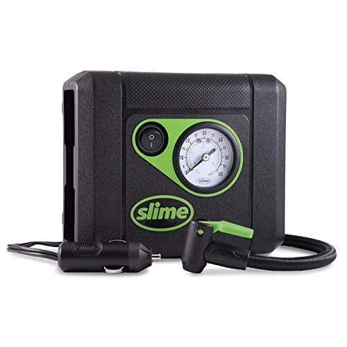 Slime 40060 Shinalarni to'ldirgich, Kompakt, Ko'chma mashina havo kompressori, Analog, Tez ulanadigan havo shlangi, Shina teshiklarini ta'mirlash, 12V, 10 daqiqa ichida to'ldirish Qora - SLIME