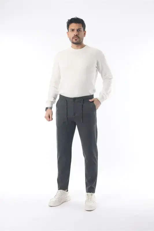 Slimfit Jogger Mavsumiy Qulay Likrali Antrasit Shim - antrasit - 3