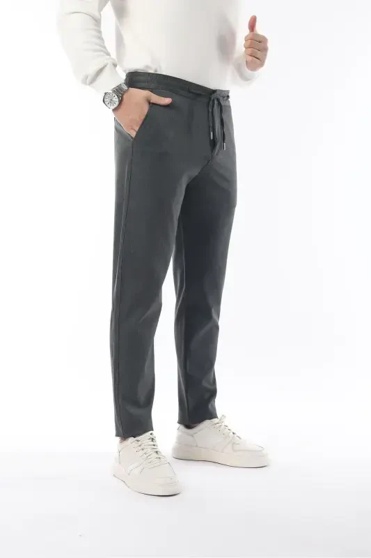 Slimfit Jogger Mavsumiy Qulay Likrali Antrasit Shim - antrasit - 4