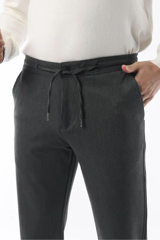 Slimfit Jogger Mavsumiy Qulay Likrali Antrasit Shim - antrasit - 3