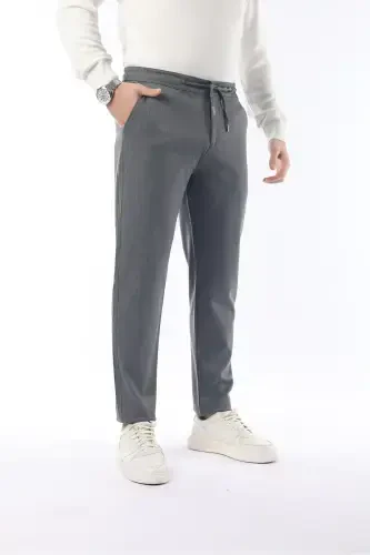 Slimfit Jogger Mevsimlik Gri Likralı Rahat Pantolon-Gri - 4