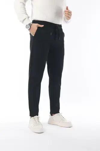 Slimfit Jogger Qishki Qora Likrali Qulay Shim - Qora - 4