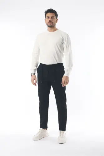 Slimfit Jogger Qishki Qora Likrali Qulay Shim - Qora - 4