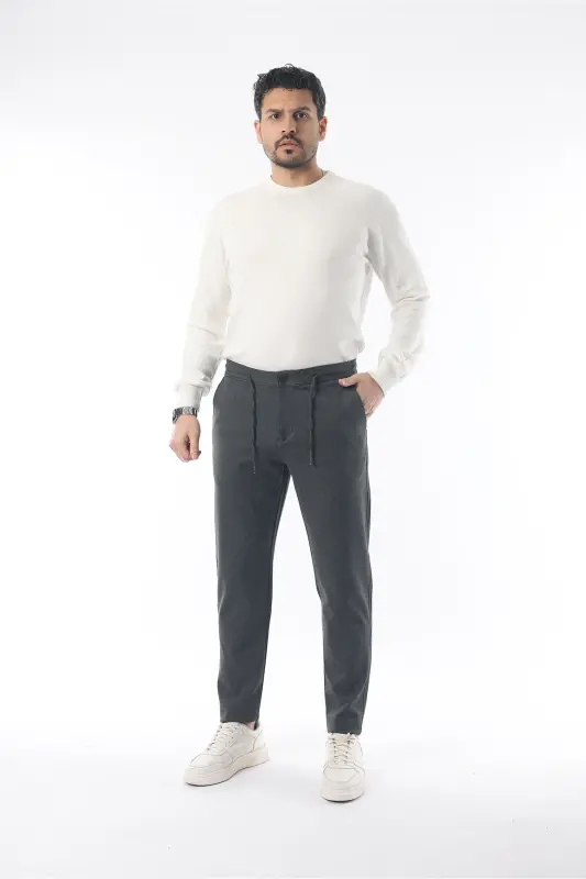 Slimfit Jogger Seasonal Comfortable Lycra Anthracite Pants-anthracite - 4