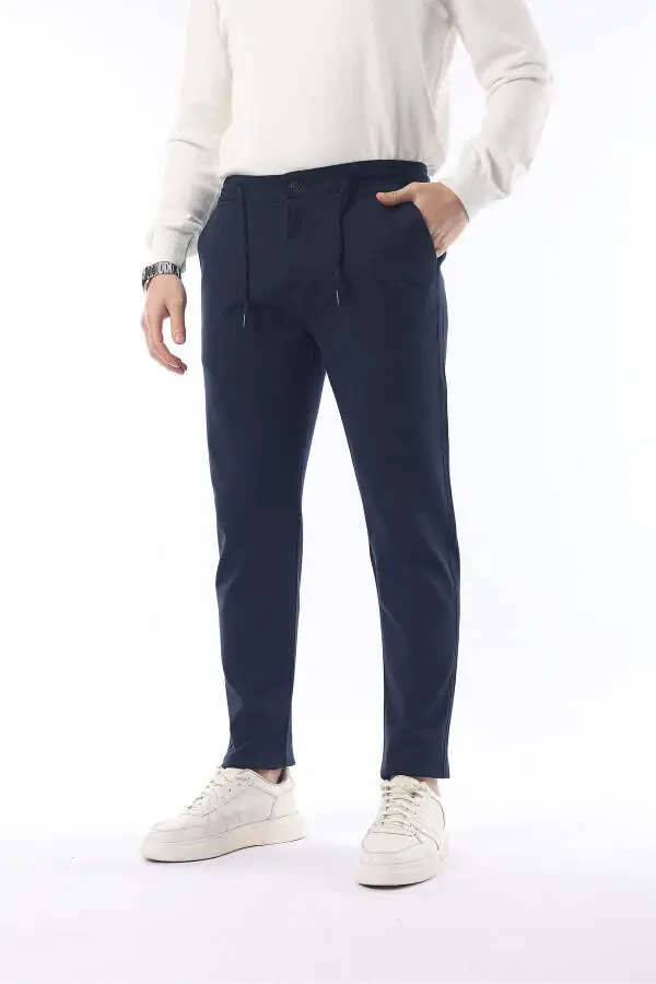 Slimfit Jogger Seasonal Navy Lycra Comfort Pants - 1